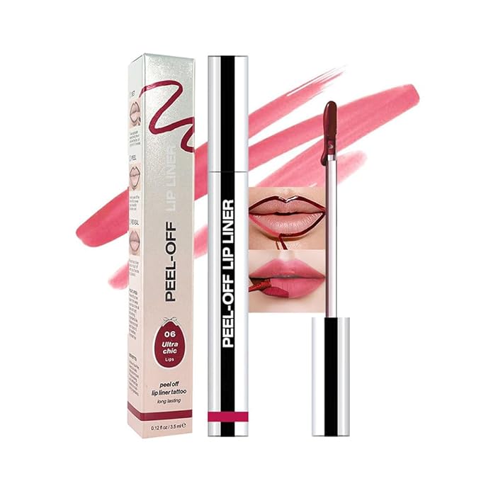 Matte Lip Gloss Stain-Peel Off Lip Liner Tattoo, Pinkish Red Lip Tint,Long Lasting Peel Off Lip Stain, Waterproof Transfer-proof Lip Mask Lip Liner Peel Off Lip Gloss,Stayn Lip Makeup. #06