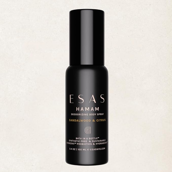 ESAS NYC Sandalwood & Citrus Hamam - Organic Deodorant Body Spray - MADESAFE® - FRESH | CITRUS | SANTAL - 3.4 oz
