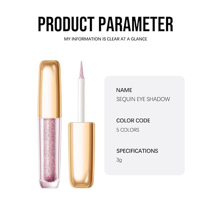 Liquid Glitter Eyeshadow Set, Korean Shimmer Eye Makeup, Waterproof Powder Formula, Quick-Drying, Long Lasting, 0.17 Oz (02#, 1PCS)
