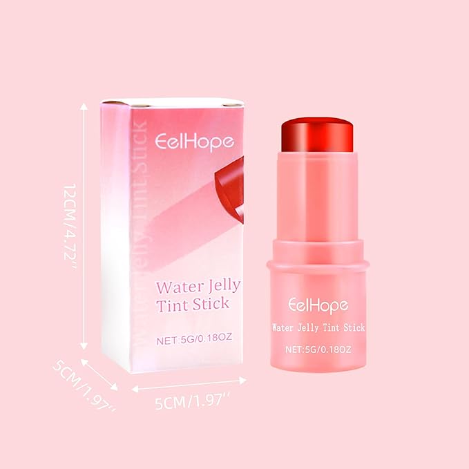 Cooling Water Jelly Tint, Makeup Lip Tint Jelly Blush Stick, Jelly Blush Stick Lip Stain, Sheer Lip & Cheek Stain, 1,000+ Swipes Per Stick, Vegan, Cruelty Free (Coral Color)
