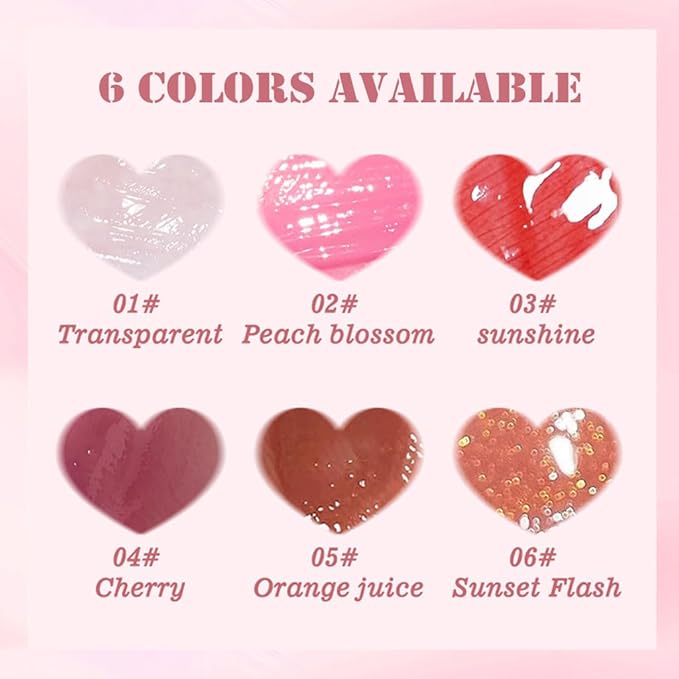 Fat Lip Oil Lip Stain,6 Colors Lip Oil Plumping Lip Glaze, Hydrating Lip Glow Oil,Shiny Transparent Lipstick,Long Lasting Nourishing Fresh Clear Lip Care (6pcs)