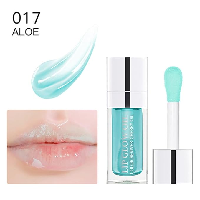GECOMO Moisturizing Lip Oil,No-Sticky Lip Gloss Lip Balm Lip Care,Fruit Flavoured Lip Oil For Dry Lip's Moisturizing Hydrating And Nourishing (017#ALOE) 0.2 OZ