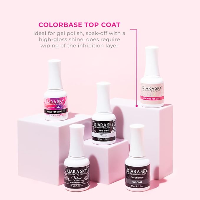 KIARA SKY Soak Off Gel Polish Top Coat 0.5 fl oz + Base Coat 0.5 fl oz Duo
