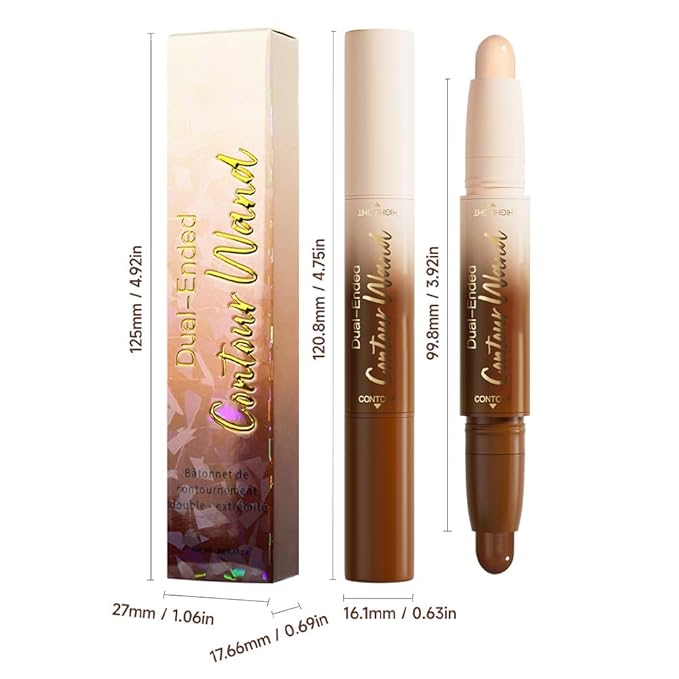 Dual-Ended 2-in-1 Cream Contour & Highlighter Stick Makeup For Face & Body – Waterproof, Long-Lasting, Suitable for All Skin Tones, 01#Nuetral Nude + Beige