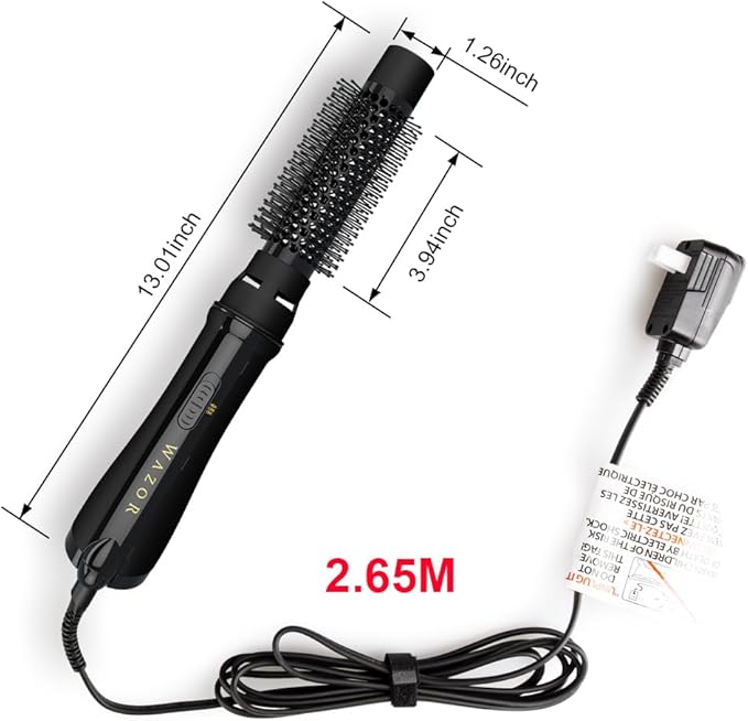 Hot Air Brush for All Hair Types – Ionic Blow Dryer & Styler with Simple 2 Heat/2 Speed Controls, Ceramic Titanium Anti-Frizz Barrel, 1000W Fast Volumizing & Smoothing