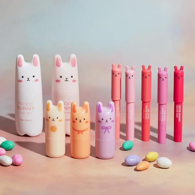 TONYMOLY Petit Bunny Lip Gloss for Women, Easter Basket Stuffer, Long Lasting Lip Crayon, Korean Lip Gloss, Vitamin E Enriched, Soften & Moisturize Lips, Juicy Peach