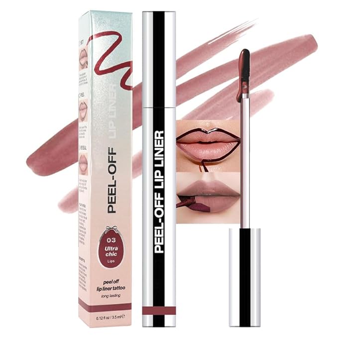 Matte Lip Gloss Stain-Peel Off Lip Liner Tattoo, Brownish Red Lip Tint,Long Lasting Peel Off Lip Stain, Waterproof Transfer-proof Lip Mask Lip Liner Peel Off Lip Gloss,Stayn Lip Makeup. #03