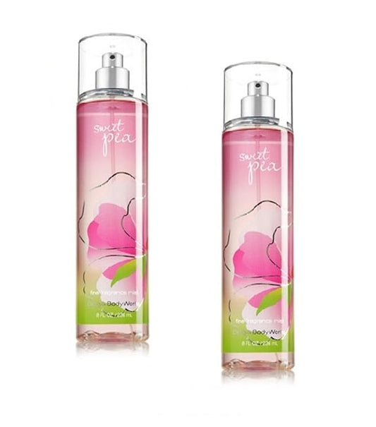Bath & Body Works Signature Collection - Sweet Pea Fragrance Mist- 8 FL oz. Lot of 2