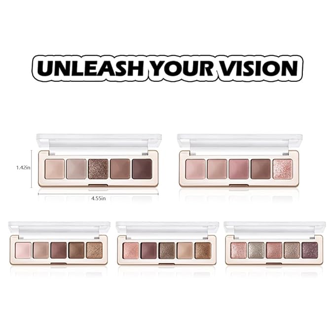 Rose Nude Eyeshadow Palette, 5 Colors Pink Brown Matte and Rose Gold Shimmer, Soft Glam Neutral Shades with Mauve Tones, Highly Pigmented Long Lasting Blendable for Daily Natural Makeup, 2#