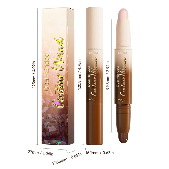 evpct Darker Nude & Light Pink Cream Foundation Stick Face Body Makeup Dual Ended, no Transfer Waterproof 2 in 1 Cream Concealer Stick Contouring Makeup, Nose Contour Bronzer Sticks Face Highlighter