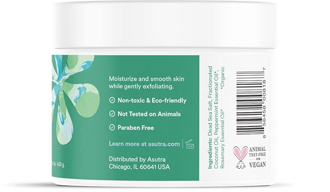 ASUTRA Dead Sea Salts Essential Oil Body Scrub Bundle – 3, Full-Size 16 oz Body Scrubs – Refreshing Jasmine, Sensual Rose, Purifying Peppermint – Ultra Hydrating, Gentle, and Moisturizing