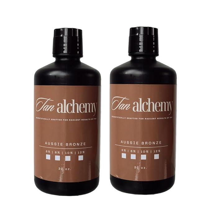 Tampa Bay Tan, Tan Alchemy, Aussie Bronze 2-32oz bottles of 12%, Dark DHA Sunless Airbrush Spray Tanning Solution (64oz)