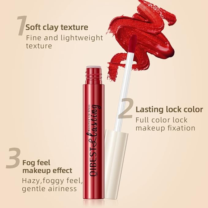 QiBest 12Pcs Matte Liquid Lipstick Set for Girls & Women, 24 Hours Long Lasting Waterproof Nude & Dark Red Lip Gloss Makeup Gift Kits, Velvet Non-Stick Cup Mate Duracion 24 Horas Originales Lip Stains