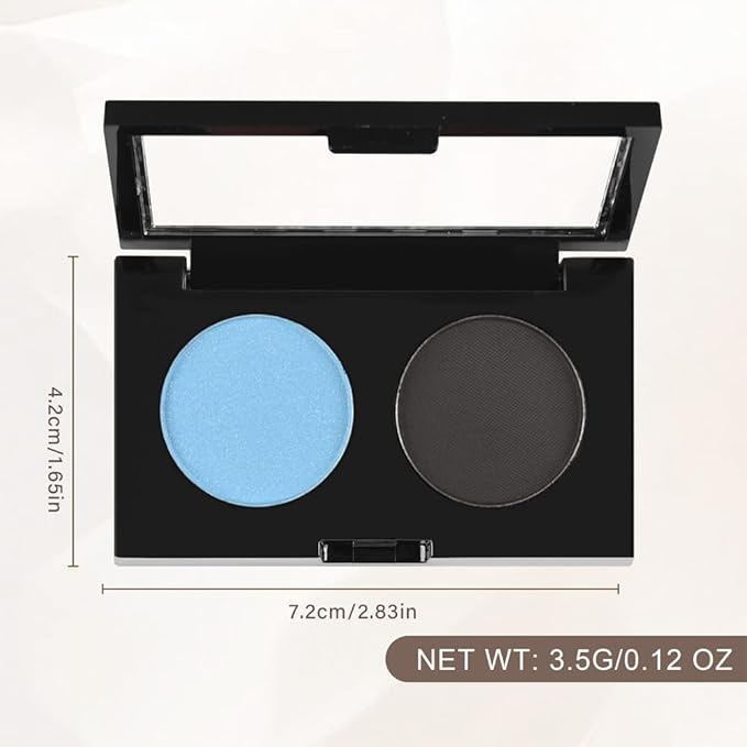Duo Eye Shadow Powder,Blue Shimmer&Black Matte Eyeshadow Makeup Palette,Neutral Shades Eyeshadow Palette for Woman Daily Eyes Looks,Highly Pigmented,Smooth, Blendable,sombras de ojos, Cruelty-Free 05