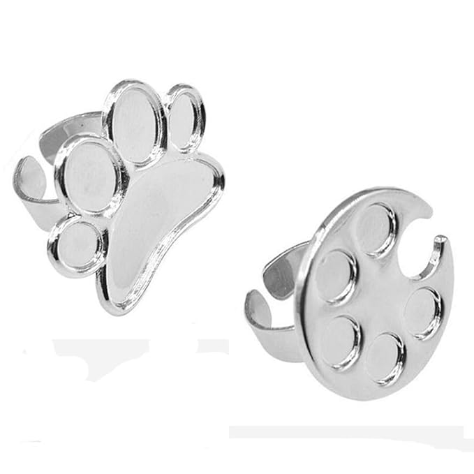 2 Pieces Nail Art Palette Finger Rings, Mini