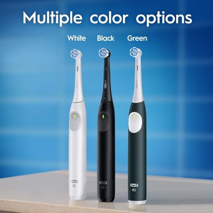 Oral-B iO Series 2 Rechargeable Electric Powered Toothbrush Starter Kit, Pure White with 2 Brush Heads - Automatic Pressure Sensor to Protect Gums - 3 Modes - 2 Min Timer