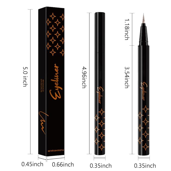 HHLOH 2PCS Metallic Glitter Liquid Eyeliner Pens Set – Waterproof Mark Bronze Brown or Gold Long-Lasting Sparkly Eye Makeup – Tattoo-Effect Ink Liners for Women & Men, Delineador Líquido con Brillo 05