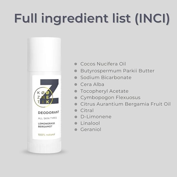 Natural Deodorant Z for Men & Women | 100% Natural, Aluminum-Free, Lemongrass & Bergamot | Long-Lasting Odor Protection | Skin-Friendly, Cruelty-Free, | 50ml (1.7oz)