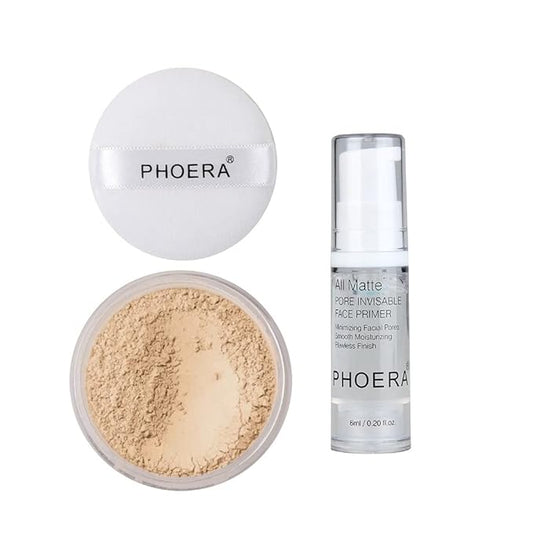 2 Pcs PHOERA Setting Powder and Face Primer, makeup primer)
