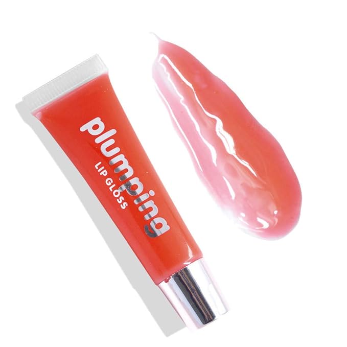 MAEPEOR Plumping Lipgloss 9 Colors Moisturizing Lip Plumper Shiny Jelly Lip Gloss Natural Liquid Lipstick for Women and Girls (High Shine, 04#Coral Red)