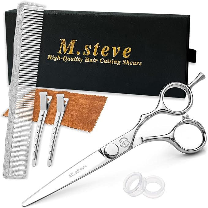 Hair Cutting Shears 6.5 Inch Professional Barber Scissors with Japanese 440C Stainless Steel and Razor-Sharp Convex Blades Hairdressing Hairstyling Haircutting Scissors for Salon and Home Use