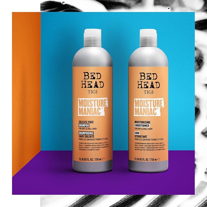 TIGI Bed Head Sulfate Free Shampoo and Conditioner Set for Dry Hair, Moisture Maniac Hair Care with Argan Oil, 25.36 fl oz, 2 Pack