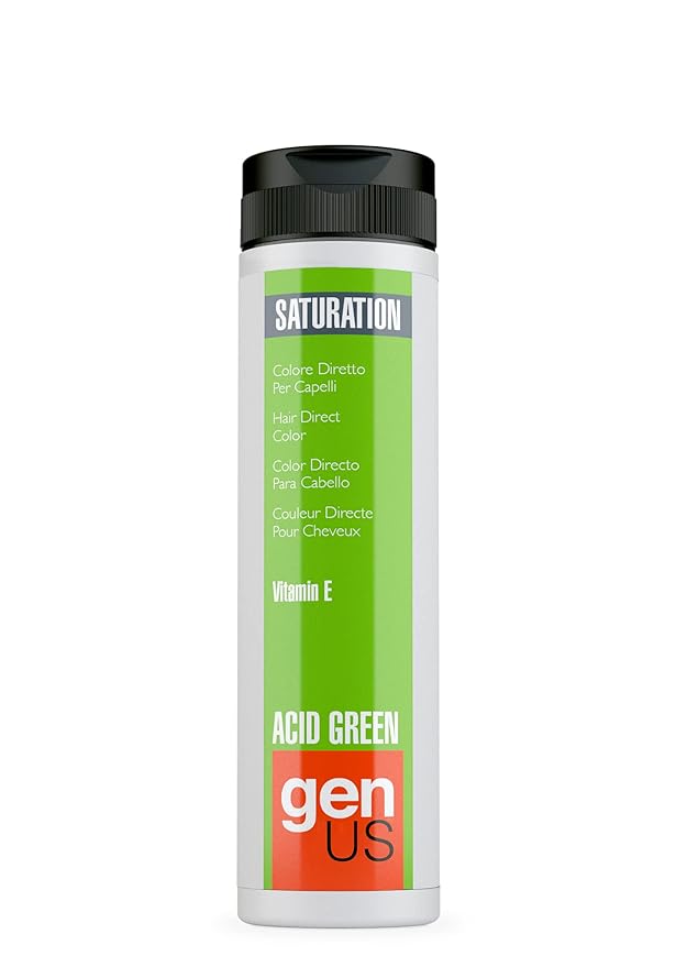 GENUS Gel Hair Color Ice Collection - Direct Colored Gel with Vitamin E - Permanent Dye Color - Hair Coloring for Women & Men - Acid Green, 5.07 Fl Oz
