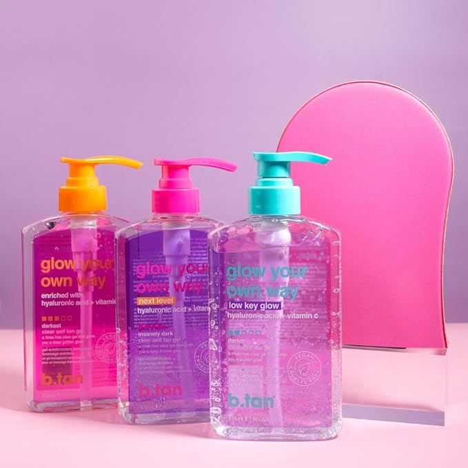 b.tan Gel Body Self Tanning Mitt | Glow Your Own Way Smooth Gel Mitt - Sunless Tan Gel Applicator Glove, Streak-Free, Even Application, Double Sided, Reusable