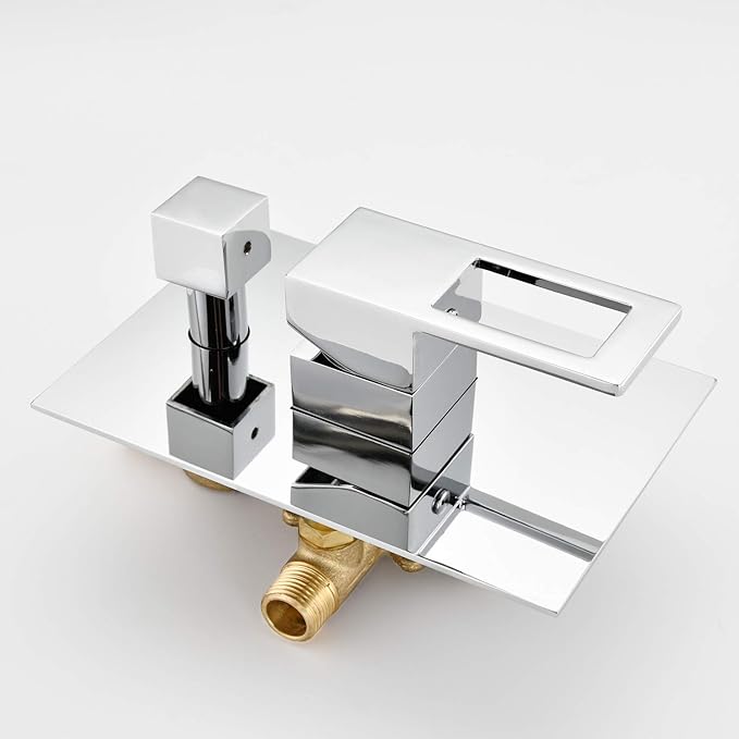 sumerain Tub and Shower Faucet with Waterfall Tub Spout, Anti-scalding Pressure Balance Valve, Chrome Finish