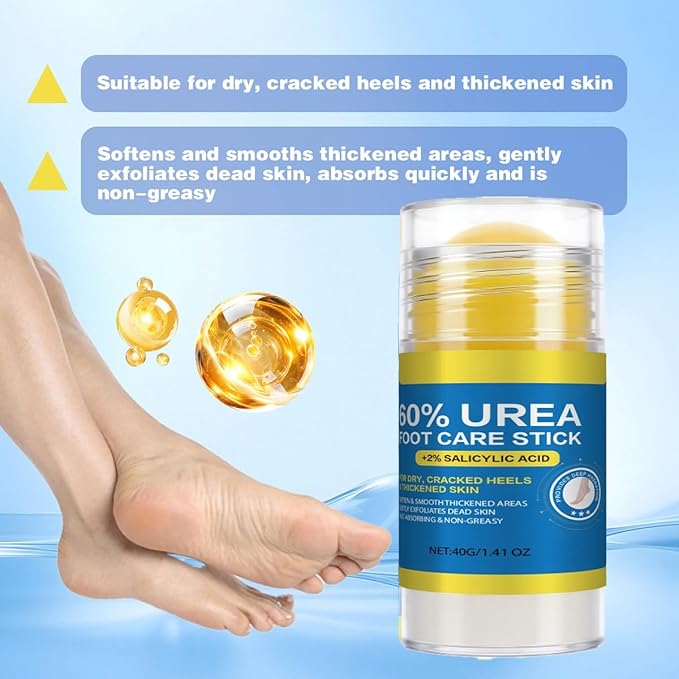 60% Urea Cream Stick Plus 2% Salicylic Acid,Foot Cream Moisturizer for Dry Cracked Feet, Knees, Elbows, Hands, Moisturizes and Hydrates,1.41 oz