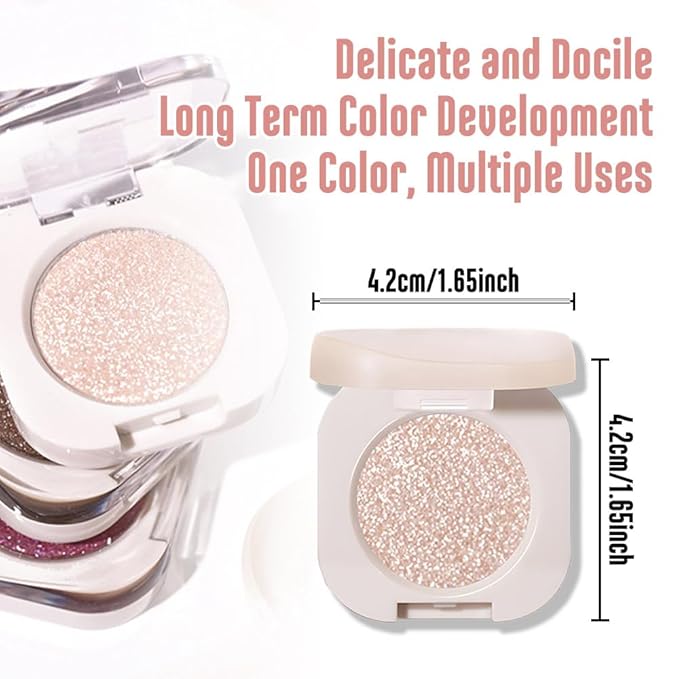 Glitter Shimmer Sparkle Eye Shadow Palette Makeup for Green Blue Eyes, Pearl White Silver Glitter Shimmer Metallic Holographic Multichrome Cream Iridescent Single Monochrome Eyeshadow Makeup