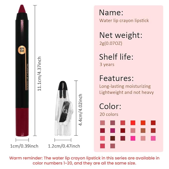 JUAAZIN Wine Matte Lip Liner Crayon with Sharpener - Waterproof Smudgeproof Long-Wear Lip Pencil, Creamy Pigmented Lip Crayon for Women, 12HR Stay Silky Velvet Lip Liner 09#