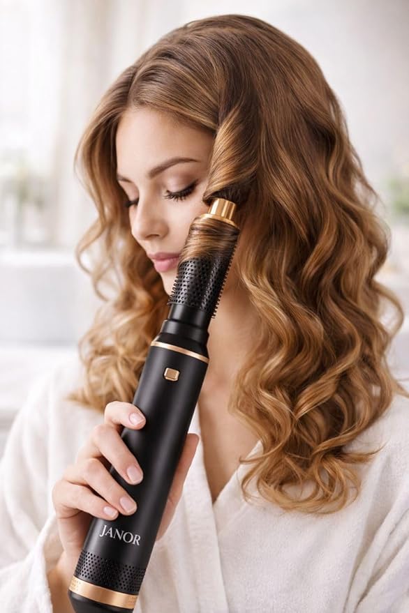 Janor 5-in-1 Hot Air Hair Styler with Multiple Attachments, Ceramic Coated, Ionic Technology, Volumizing and Styling Tool