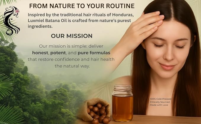 Batana Oil for Hair Growth – 100% Pure & Unrefined Honduran Batana Oil, Cold-Pressed Scalp Treatment for Thick, Strong & Shiny Hair, Batana Hair Oil for Men & Women (7.8 ft OZ)