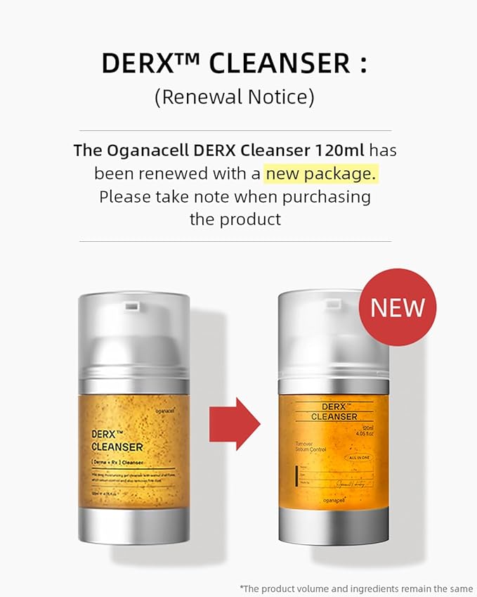OGANA CELL DERX Revitalizing Facial Cleanser with Peptides & Walnut Microbeads - Gentle Exfoliating Gel To Foam for all Skin, Korean Clinic-Developed (120ml/4.05 fl.oz.)
