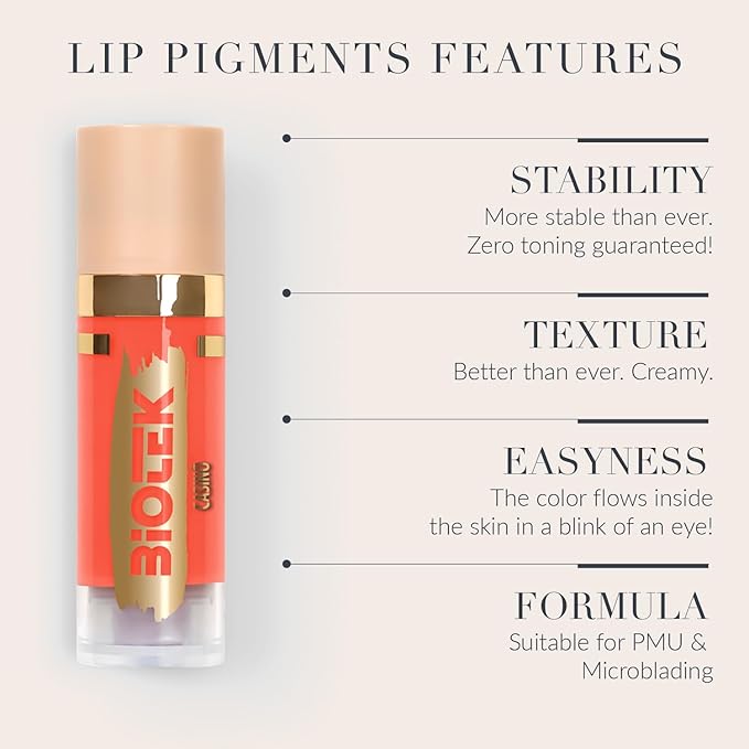 Biotek Lip Pigment for Permanent Makeup - Orange Peach Color for Lip - Made in Italy - Casinò 0,61 fl.oz.