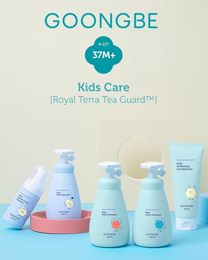 GOONGBE Korean Kids Silicone-Free Silky Shampoo & Conditioner for Weak Frizzy Hair - Glossy Shine & Tangle Prevention - Low pH - Allergen-Free, 10.1oz & 6.76oz