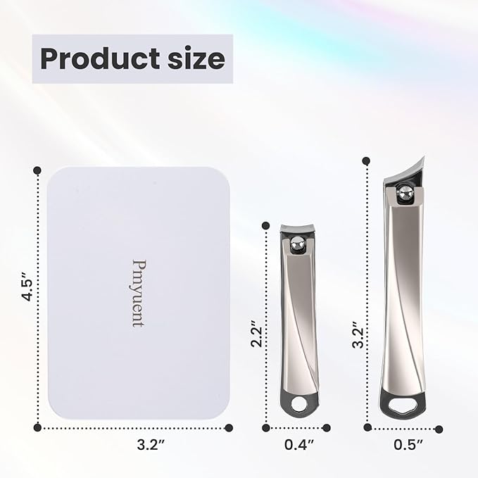 2 Pack Ingrown Nail Clippers - Sharp Slanted Angled Nail Trimmers for Adult, Stainless Steel Fingernail & Toenail Clippers for Thick Nails(Silver)
