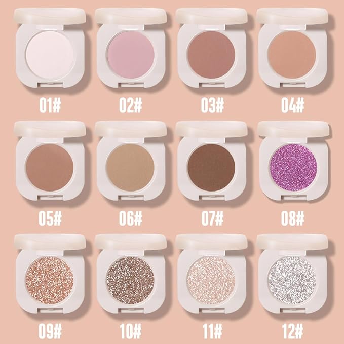 Matte Single Eyeshadow Palette Makeup for Green Blue Eyes, Light Brown Matte Eyeshadow For Old Women, Holographic Multichrome Cream Iridescent Single Monochrome Eye Shadow Makeup