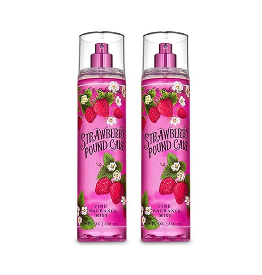 Bath & Body Works - 2 pack - STRAWBERRY POUND CAKE - Fine Fragrance Mist Full Size (Packaging Design Varies)