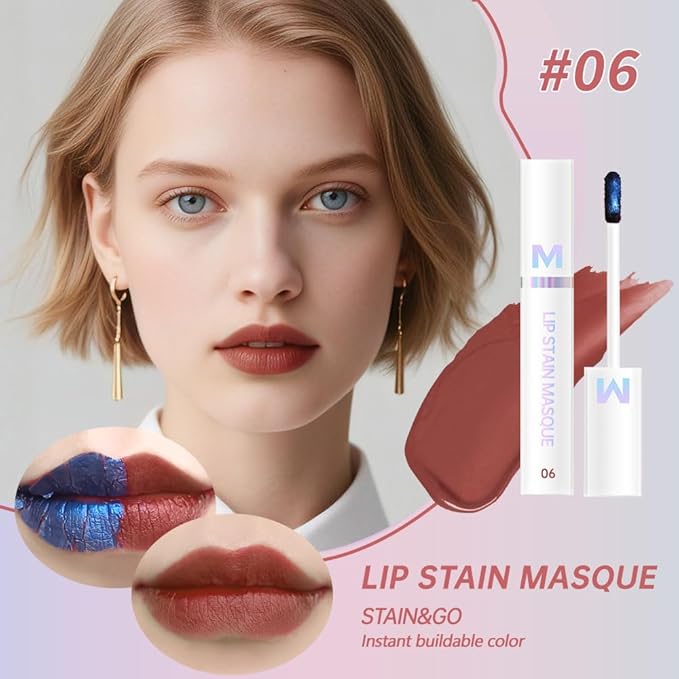 Matte Lip Gloss Peel Off Masque - Peel Off Lip Stain Tattoo, Rich Neutral Red Peel Off Lip Tint,Long Lasting Waterproof Transfer-proof Lip Mask Lip Stain Peel Off Lip Gloss,Stay Lip Makeup 06#