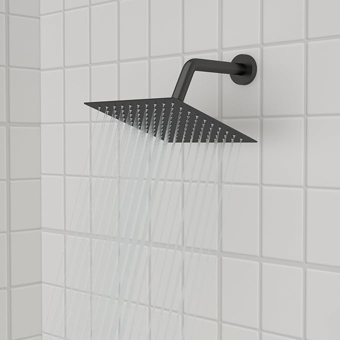 Dcolora Rainfall Shower System with Handheld, Matte Black Shower Faucet Set for Bathroom, Brass Valve, 304 Stainless Steel, Anti-Scald cUPC Certified (Matte Black, 8 Inch)