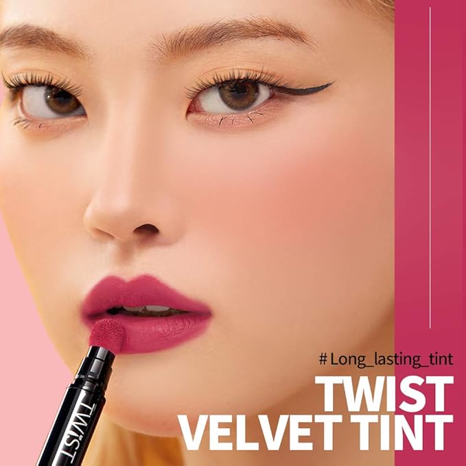 Long Lasting Lip Stain for Lips and Cheek Tint | High Pigment Color | lightweight Matte Finish | Weightless | Full Coverage | Twist Velvet Tint #3 (No.3)