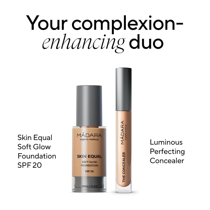 MÁDARA Organic Skincare | Skin Equal Soft Glow Foundation SPF15 Sand 40-30 ml, Mineral foundation with hyaluronic acid, Buildable medium coverage, Dewy foundation, Vegan, COSMOS natural certified