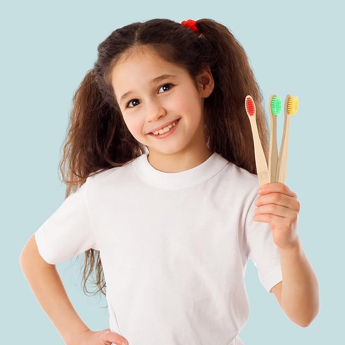 40 Pieces Kids Bamboo Soft Bristles Toothbrushes Toddler Toothbrush Manual Travel Toothbrushes for Kids Children Home School Travel Teeth Oral Dental Care, 5.7 Inch, Individually Wrapped