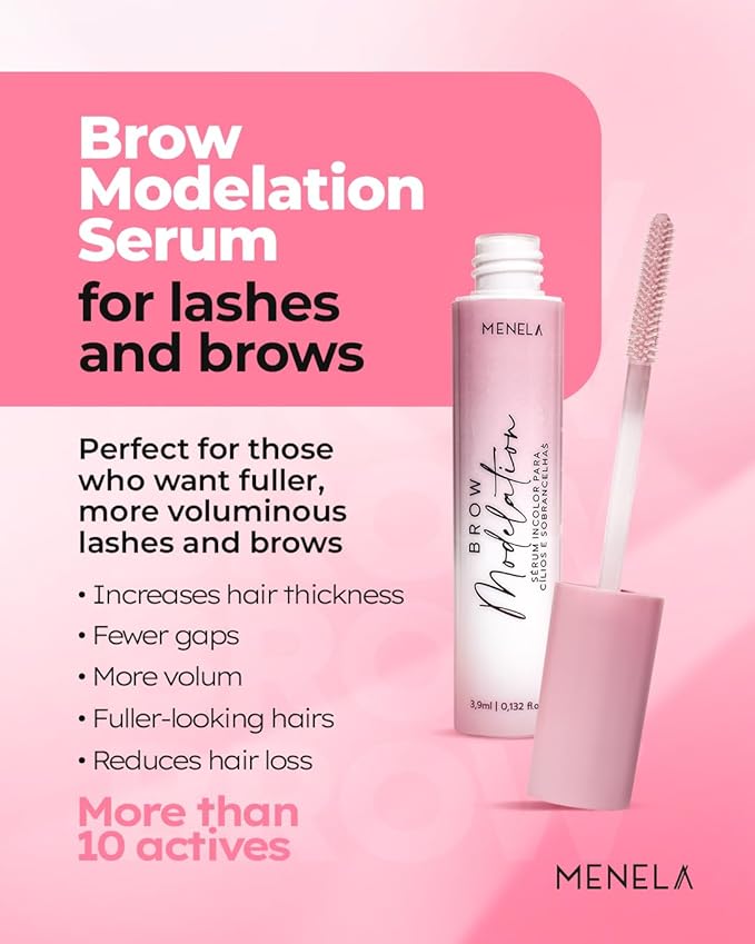 MENELA Eyebrow Growth Serum & Lash Serum: 2-in-1 Enhancer with 10 Botanical Actives (Biotin, Aloe, Witch Hazel, Rosehip) β Natural Formula for Fuller, Stronger & Hydrated Brows-3.9ml (0.132 fl oz)