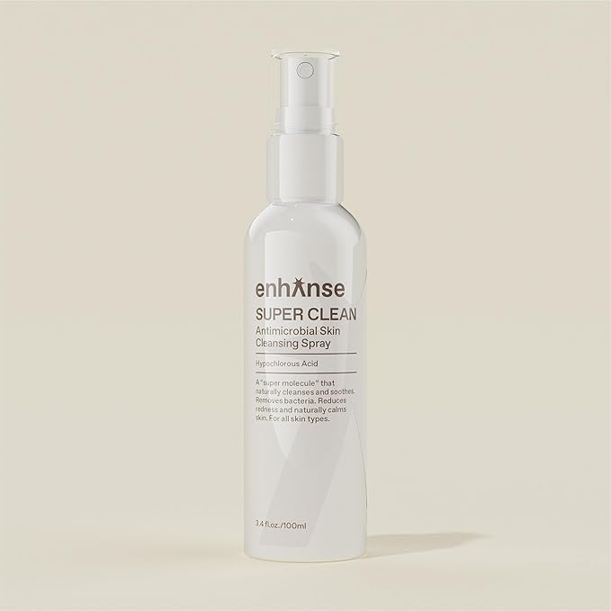 Super Clean, Hypochlorous Acid Spray, Helps Heal Acne Prone, Eczema, & Itchy Rashes, No Rinse Cleaner for Back Acne, Use Post Workout, Post Shave or Travel, Skin Care for Men, 100 mL