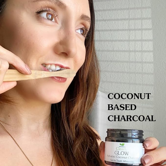 Clearly Glow, Teeth Whitening Activated Coconut Charcoal Powder | Pure, Natural, Food Grade, Non GMO, Made in USA | Whiten Teeth Naturally (3 Months Supply (25g))