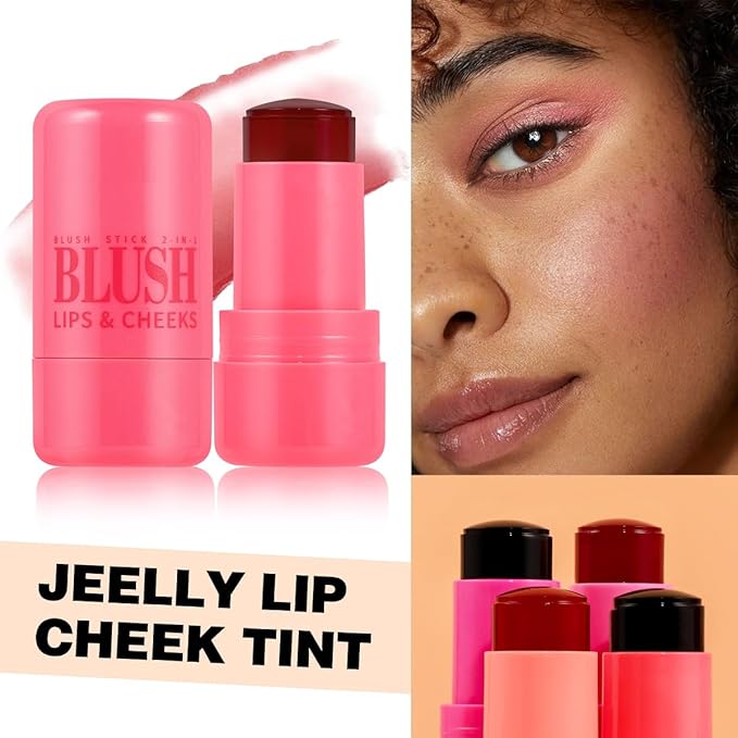 4 Pcs Milk Jelly Blush Stick,Buildable Watercolor Finish Free.(4 Color)