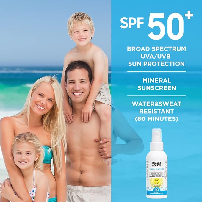 Natural and Vegan SPF 50+ Mineral Sunscreen for Full Body - Water Resistant (80 Minutes), Unscented, Titanium Dioxide FREE - Safe for Newborn and Whole Family - Non-Nano Best Sunscreen,100ml